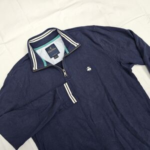 Brooks Brothers Mens Large 1/4 Sweater Zip Sailor Nautica Preppy Navy Blue